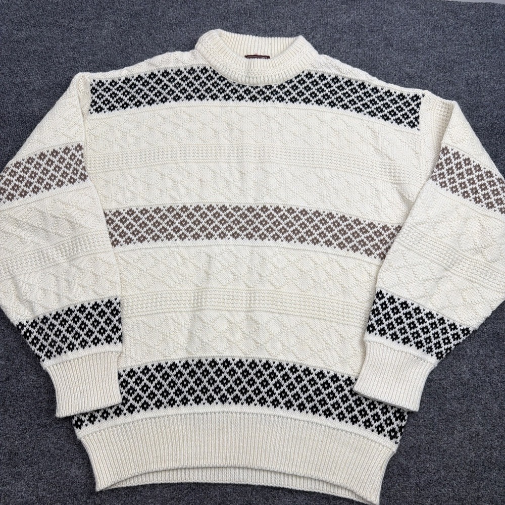 VTG 80s Mervyns Cambridge Classics Sweater Mens L Wool Blend Geometric Italy‎